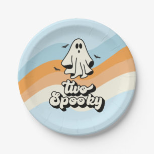 Groovy Ghost Retro Halloween Zwei Spooky blau Pappteller