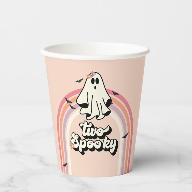 Groovy Ghost Retro Halloween Zwei Spooky Geburtsta Pappbecher (Vorderseite)