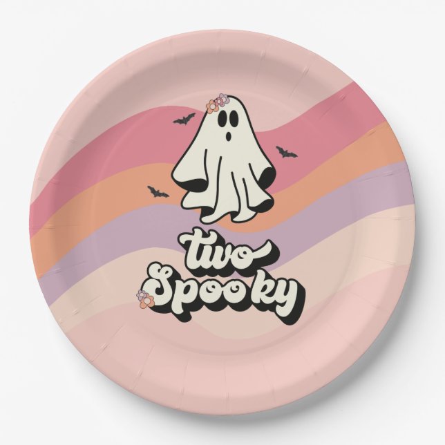 Groovy Ghost Retro Halloween Zwei Spooky Geburtsta Pappteller (Vorderseite)