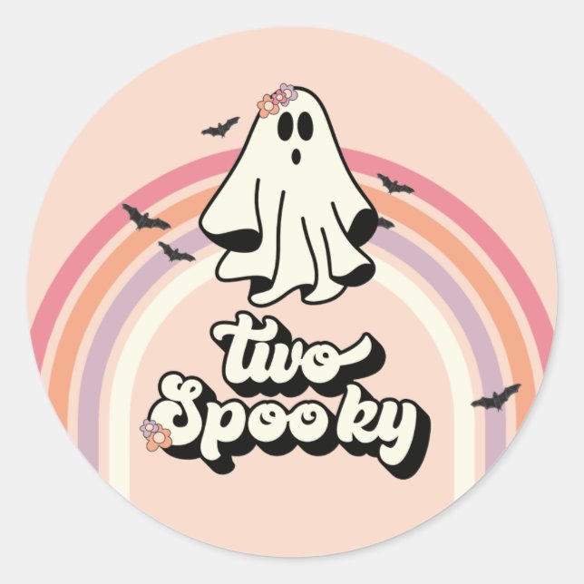 Groovy Ghost Retro Halloween Zwei Spooky Geburtsta Runder Aufkleber (Vorderseite)