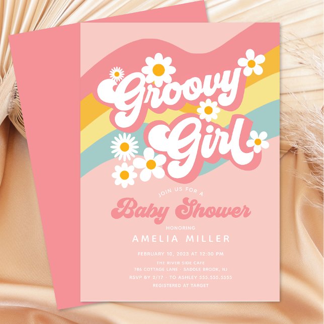 Groovy Girl Baby Shower Einladung (Von Creator hochgeladen)