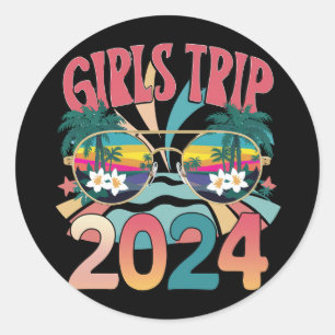 Groovy Girls Ausflug 2024 Wochenend Sommer Strand  Runder Aufkleber