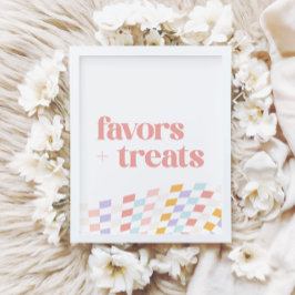 Groovy Girl's Checkered Retro Favoriten und Lecker Poster