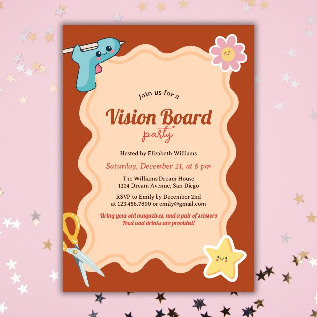 Groovy Girls DIY Dream Vision Board Party Einladung (Girls DIY Dream Vision Board Party Invitation)