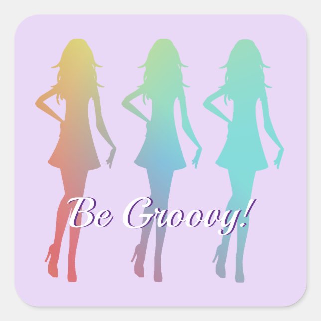Groovy Girls Quadratischer Aufkleber (Vorderseite)