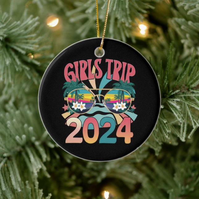 Groovy Girls Trip 2024 Summer Beach Keramik Ornament (Baum)