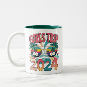 Groovy Girls Trip 2024 Wochenend Sommer Strand  Zweifarbige Tasse