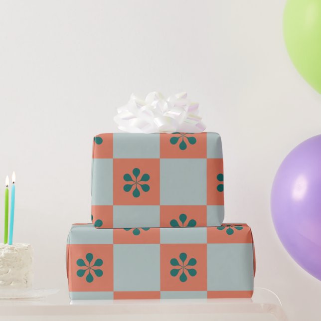 Groovy Girly Psychedelic Checkerboard, Y2K Wrappin Geschenkpapier (Partygeschenke)