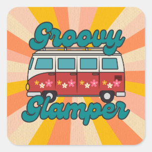 Groovy Glamper Quadratischer Aufkleber
