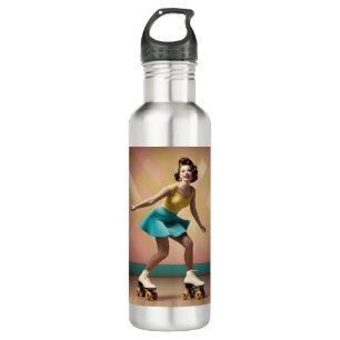 "Groovy Glide: Retro-Rhythmen auf Skate-Rädern" Edelstahlflasche
