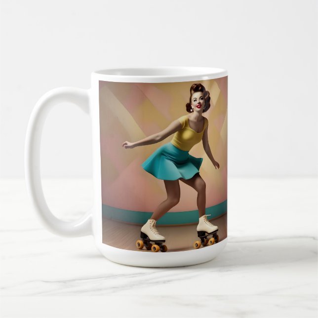 "Groovy Glide: Retro-Rhythmen auf Skate-Rädern" Kaffeetasse (Links)