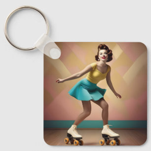 "Groovy Glide: Retro-Rhythmen auf Skate-Rädern" Schlüsselanhänger