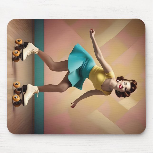 "Groovy Glide: Retro Rhythms auf Rollschuhen" Mousepad (Vorne)