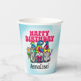 Groovy Gnomes Rainbow Gefärbte Krawatte Geburtstag Pappbecher