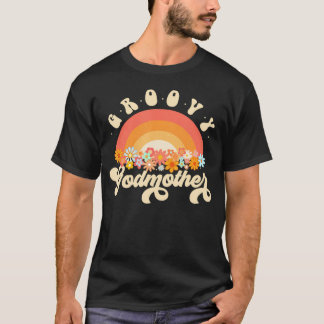 Groovy Godmutter Rainbow Farbige Blume T-Shirt