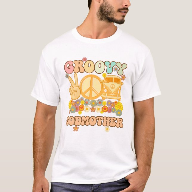 Groovy Godmutter Retro Matching Family Baby Dusche T-Shirt (Vorderseite)