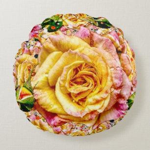 Groovy Golden Rose Opulenz: Rundes Kissen