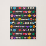 Groovy Good Vibes Liebe Lächeln Retro Beads<br><div class="desc">Groovy Good Vibes Liebe Smile Retro Beads Jigsaw Puzzles bietet eine Vielzahl von Freundschaftsperlen mit Texten wie Liebe, Ruhe, glücklich, Lächeln, gute Vibes und mit Blume, Schmetterlingen, Herzen, Sternen, Yin und Yang Zeichen in leuchtenden Farben. Perfekte Geschenke für Weihnachten, Geburtstag, beste Freunde, Schwestern und mehr. Entworfen von ©Evco Studio www.zazzle.com/store/evcostudio...</div>