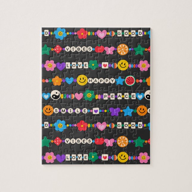Groovy Good Vibes Liebe Lächeln Retro Beads (Vertikal)