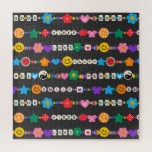 Groovy Good Vibes Liebe Lächeln Retro Beads<br><div class="desc">Groovy Good Vibes Liebe Smile Retro Beads Jigsaw Puzzles bietet eine Vielzahl von Freundschaftsperlen mit Texten wie Liebe, Ruhe, glücklich, Lächeln, gute Vibes und mit Blume, Schmetterlingen, Herzen, Sternen, Yin und Yang Zeichen in leuchtenden Farben. Perfekte Geschenke für Weihnachten, Geburtstag, beste Freunde, Schwestern und mehr. Entworfen von ©Evco Studio www.zazzle.com/store/evcostudio...</div>