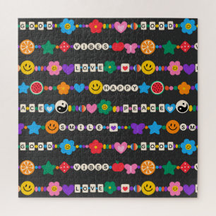 Groovy Good Vibes Liebe Lächeln Retro Beads