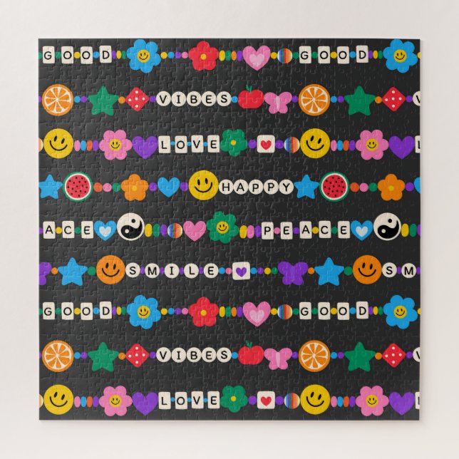 Groovy Good Vibes Liebe Lächeln Retro Beads (Vertikal)