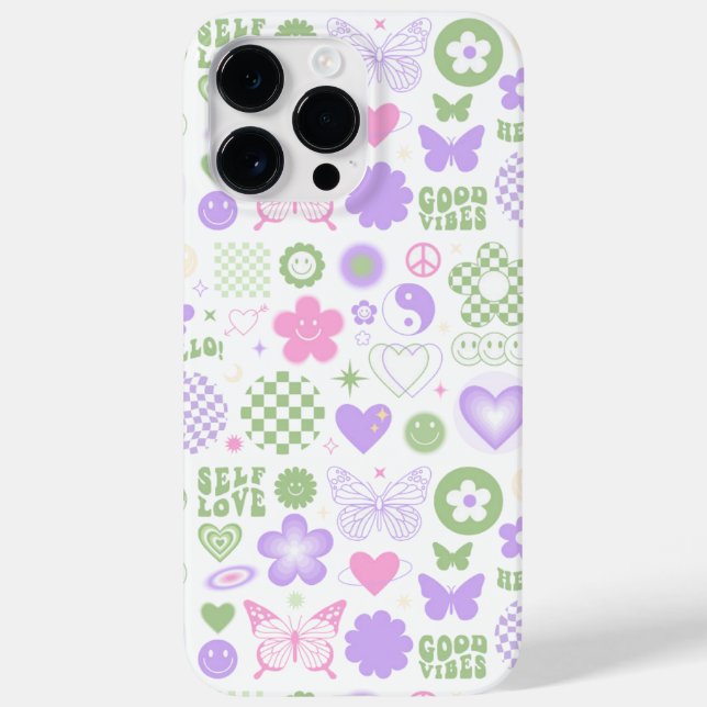 Groovy Good Vibes Y2K Butterfly Modern Girl Case-Mate iPhone 14 Pro Max Hülle (Rückseite)