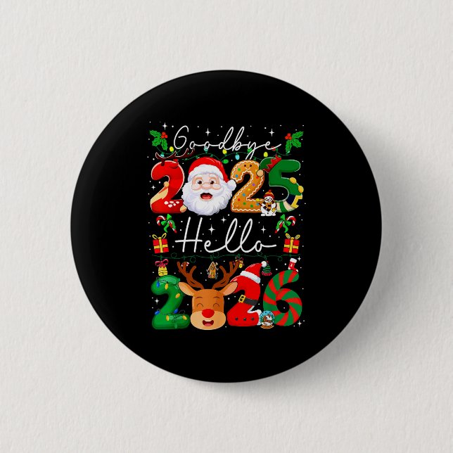 Groovy Goodbye 2025 Hello 2026 Happy New Years Eve Button (Vorderseite)