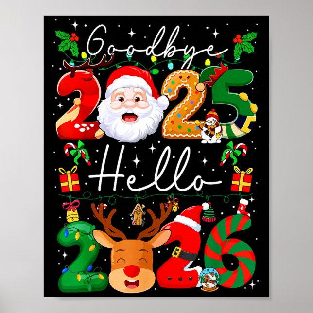 Groovy Goodbye 2025 Hello 2026 Happy New Years Eve Poster (Vorne)
