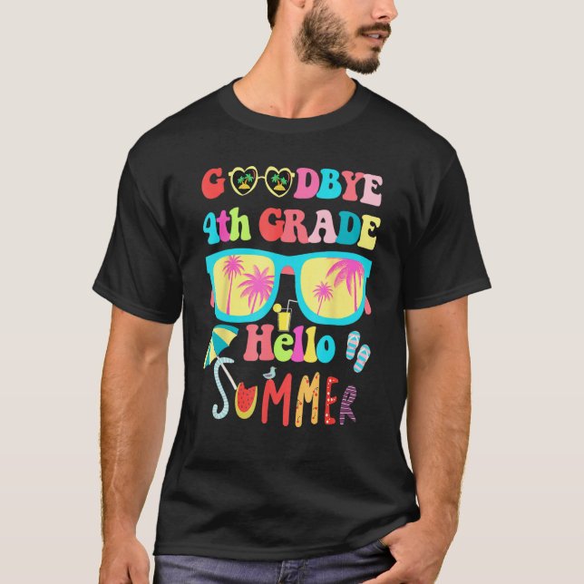 Groovy Goodbye 4th Grade Hello Summer Last Day Of  T-Shirt (Vorderseite)