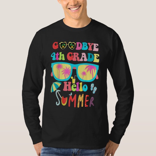 Groovy Goodbye 4th Grade Hello Summer Last Day Of  T-Shirt (Vorderseite)