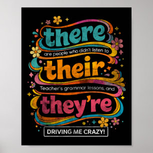 Groovy Grammatik-Lehrer-Zitat There Their Theyre H Poster