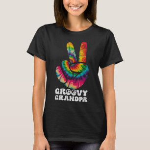 Groovy Grandpa Hand Peace Sign Hippie Gefärbte Kra T-Shirt