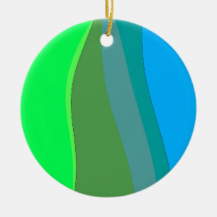 Groovy Green and Blue Abstrakt Art 305 Keramik Ornament