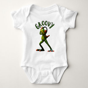 Groovy Green Frog Baby Strampler