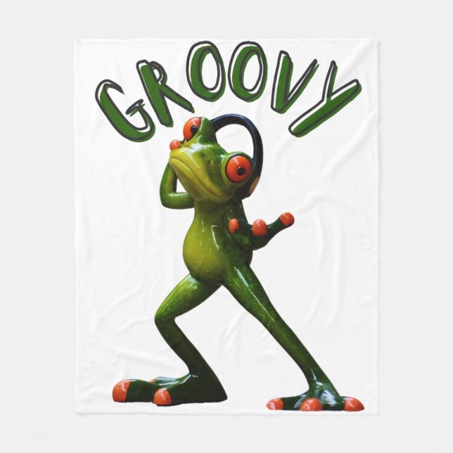 Groovy Green Frog Fleecedecke (Vorderseite)