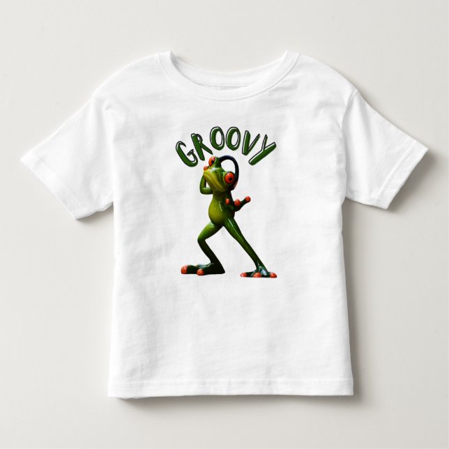 Groovy Green Frog Kleinkind T-shirt (Vorderseite)