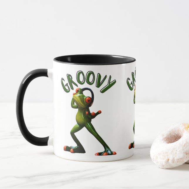 Groovy Green Frog Tasse (Mit Donut)