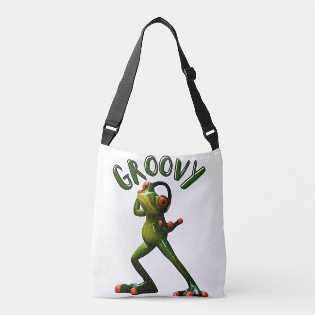 Groovy Green Frog Tragetaschen Mit Langen Trägern (Vorderseite)