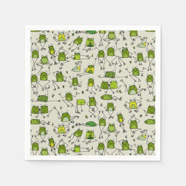 Groovy Green Frogs Hoppin Stick Frosch Ribbit Serviette (Vorderseite)