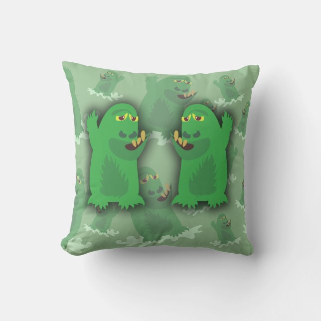 Groovy Green Monster Pals Kissen (Vorderseite)