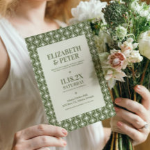 Groovy Green Retro 70er Geometric Wedding
