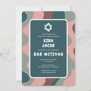 Groovy Green Waves Star von David Custom Bar Mitzv Einladung