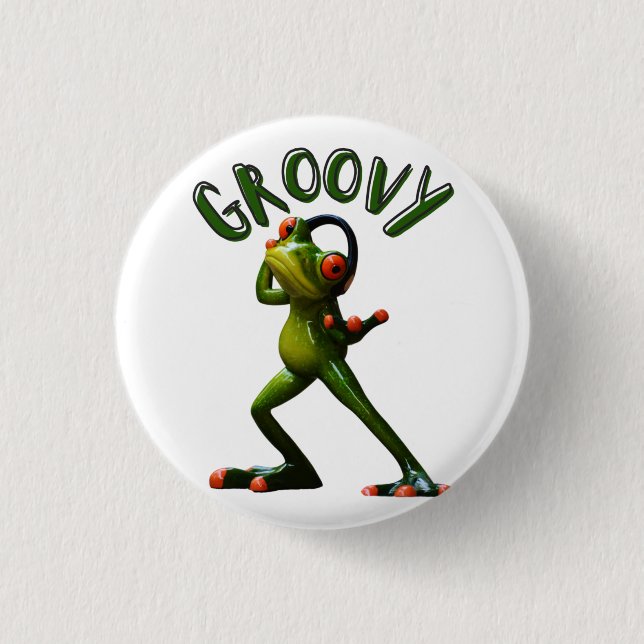 Groovy Grüner Frosch Button (Vorderseite)