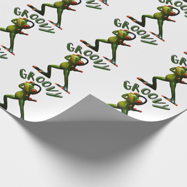 Groovy Grüner Frosch Geschenkpapier (Ecke)