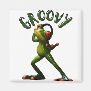 Groovy Grüner Frosch Magnet