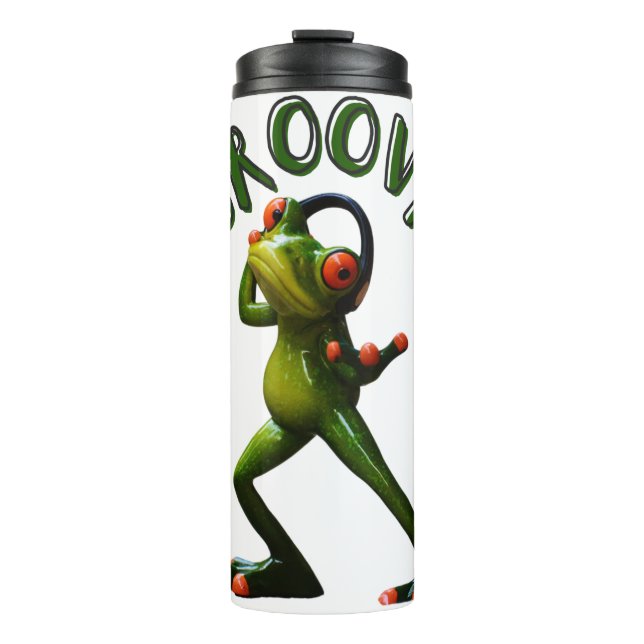 Groovy Grüner Frosch Thermosbecher (Vorderseite)