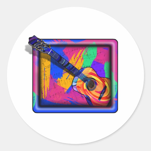 GROOVY GUITAR RUNDER AUFKLEBER (Vorderseite)