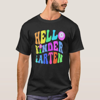 Groovy Hallo Kindergarten-Lehrer Lila Kinder Retro T-Shirt
