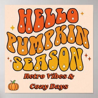 Groovy Hallo Kürbis-Saison Retro-Herbst-Glanz Poster